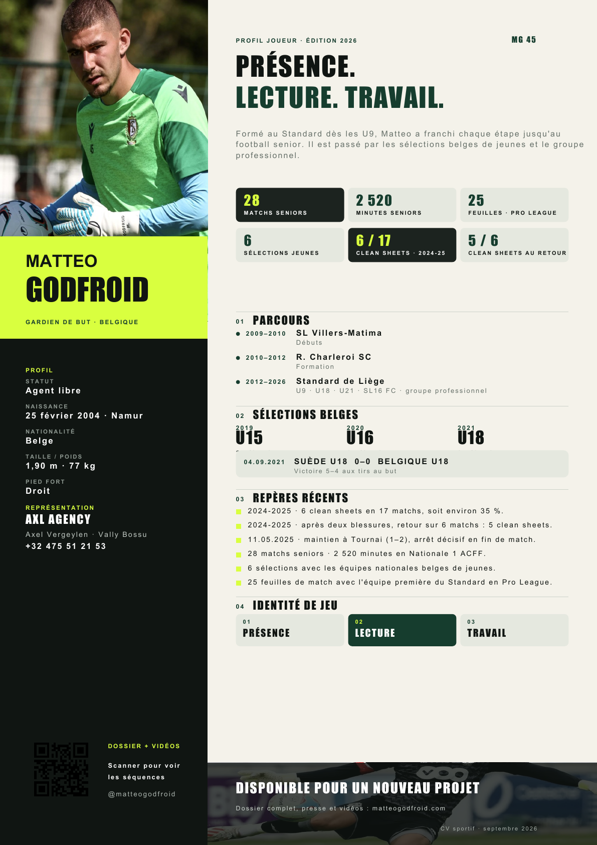 Aperçu du CV footballistique de Matteo Godfroid